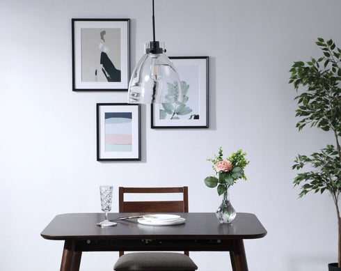 Elegant Lighting Frey 1 light in Black and Clear glass pendant Model: LD5029D11BK