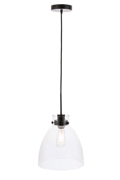 Elegant Lighting Frey 1 light in Black and Clear glass pendant Model: LD5029D11BK