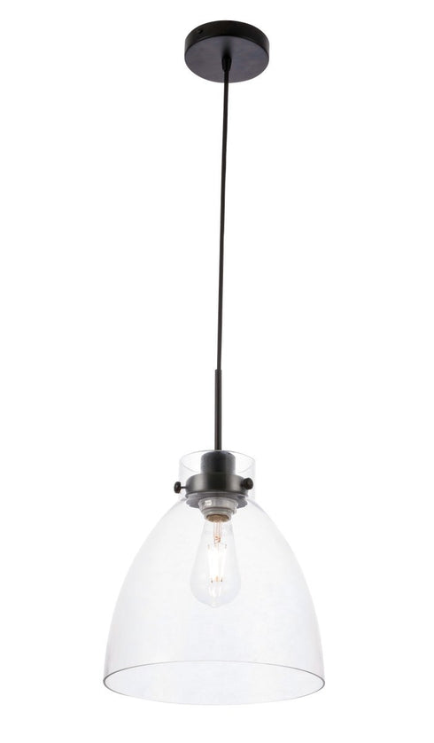 Elegant Lighting Frey 1 light in Black and Clear glass pendant Model: LD5029D11BK