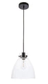 Elegant Lighting Frey 1 light in Black and Clear glass pendant Model: LD5029D11BK