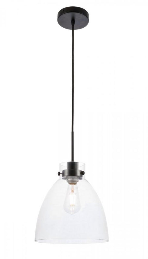Elegant Lighting Frey 1 light in Black and Clear glass pendant Model: LD5029D11BK