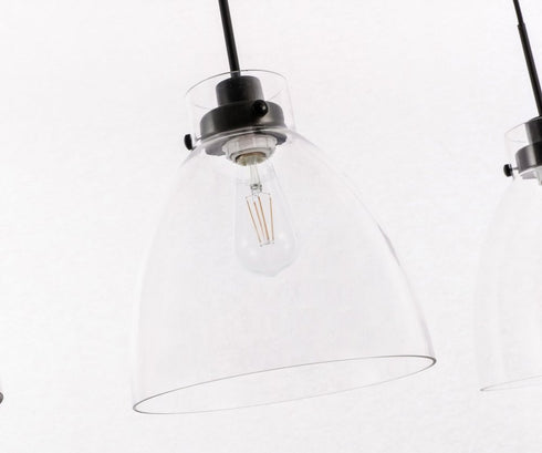 Elegant Lighting Frey 3 light in Black and Clear glass pendant Model: LD5030D42BK