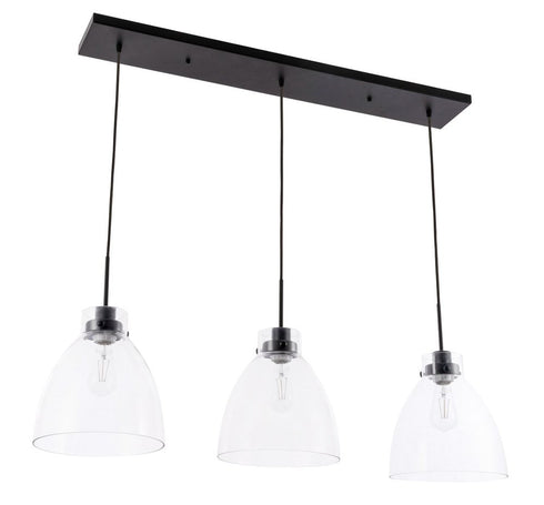 Elegant Lighting Frey 3 light in Black and Clear glass pendant Model: LD5030D42BK