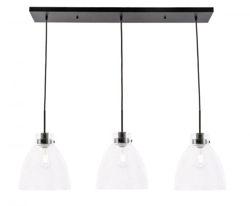 Elegant Lighting Frey 3 light in Black and Clear glass pendant Model: LD5030D42BK