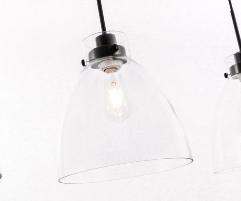 Elegant Lighting Frey 3 light in Black and Clear glass pendant Model: LD5030D42BK