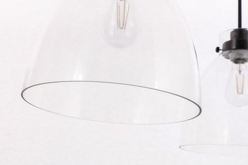 Elegant Lighting Frey 3 light in Black and Clear glass pendant Model: LD5030D42BK