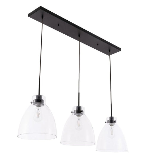 Elegant Lighting Frey 3 light in Black and Clear glass pendant Model: LD5030D42BK