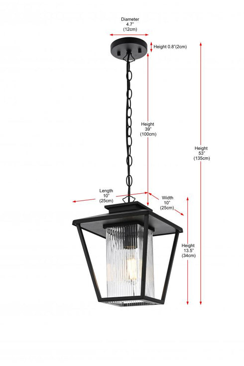 Elegant Lighting Gaul 7 inch Outdoor Pendant in Black Model: OD306H14BK