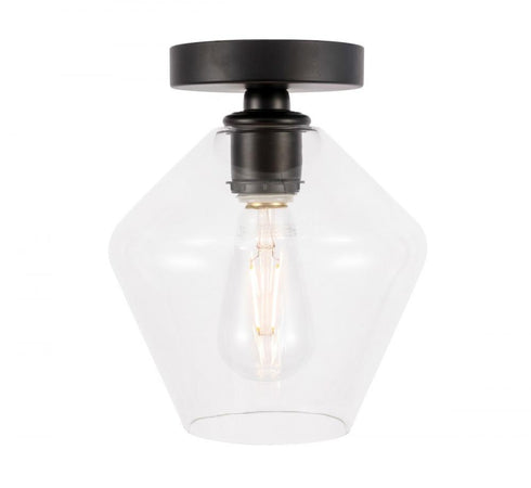 Elegant Lighting Gene 1 light in Black and Clear glass Flush mount Model: LD2254BK