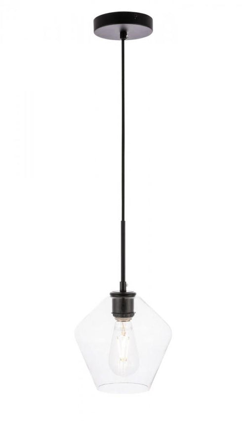 Elegant Lighting Gene 1 light in Black and Clear glass pendant Model: LD2256BK