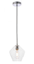 Elegant Lighting Gene 1 light in Black and Clear glass pendant Model: LD2256BK