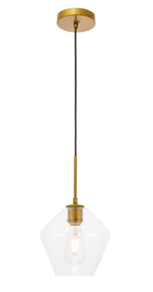 Elegant Lighting Gene 1 light in Black and Clear glass pendant Model: LD2256BK