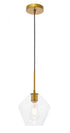 Elegant Lighting Gene 1 light in Black and Clear glass pendant Model: LD2256BK