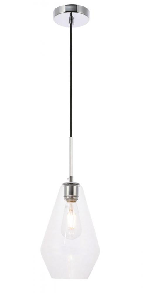 Elegant Lighting Gene 1 light in Black and Clear glass pendant Model: LD2260BK