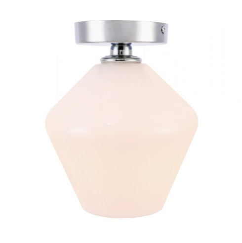 Elegant Lighting Gene 1 light in Black and Frosted white glass Flush mount Model: LD2255BK