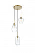 Elegant Lighting Gene 17.5 inch Pendant Clear Shade in Satin Gold in Satin Gold and Clear Finish Model: LD2268SG