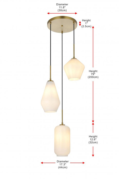 Elegant Lighting Gene 17.5 inch Pendant Frosted White in Satin Gold in Satin Gold and Frosted White Finish Model: LD2269SG