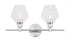 Elegant Lighting Gene 2 light in Black and Clear glass Wall sconce Model: LD2312BK