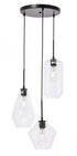 Elegant Lighting Gene 3 light in Black and Clear glass pendant Model: LD2268BK