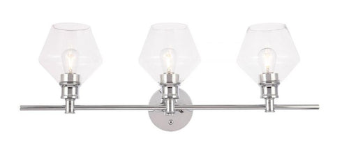 Elegant Lighting Gene 3 light in Black and Clear glass Wall sconce Model: LD2316BK