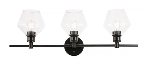 Elegant Lighting Gene 3 light in Black and Clear glass Wall sconce Model: LD2316BK
