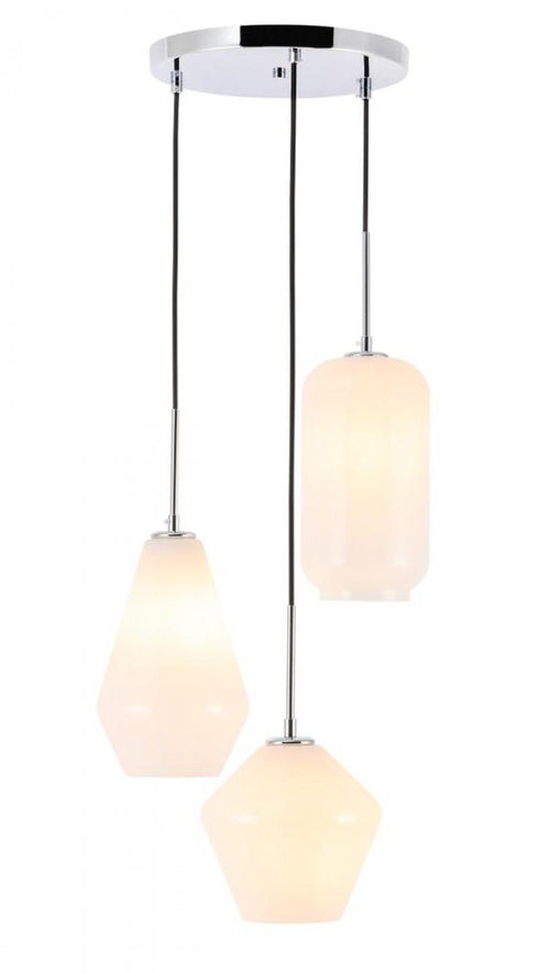Elegant Lighting Gene 3 light in Black and Frosted white glass pendant Model: LD2269BK
