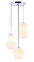 Elegant Lighting Gene 3 light in Black and Frosted white glass pendant Model: LD2269BK