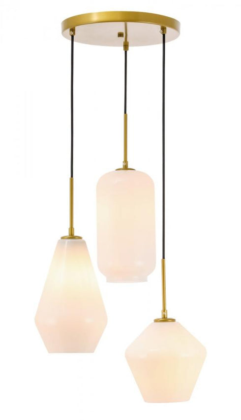 Elegant Lighting Gene 3 light in Black and Frosted white glass pendant Model: LD2269BK
