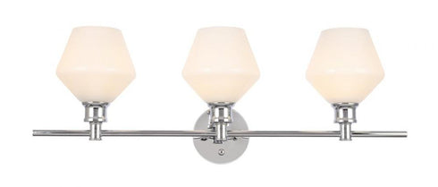 Elegant Lighting Gene 3 light in Black and Frosted white glass Wall sconce Model: LD2317BK