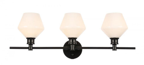 Elegant Lighting Gene 3 light in Black and Frosted white glass Wall sconce Model: LD2317BK