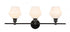 Elegant Lighting Gene 3 light in Black and Frosted white glass Wall sconce Model: LD2317BK