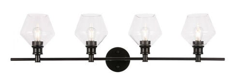 Elegant Lighting Gene 4 light in Black and Clear glass Wall sconce Model: LD2320BK