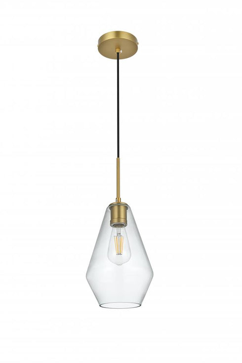 Elegant Lighting Gene 7 inch Pendant Clear Shade in Satin Gold in Satin Gold and Clear Finish Model: LD2260SG