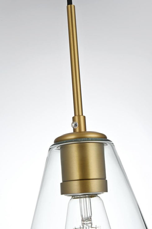 Elegant Lighting Gene 7 inch Pendant Clear Shade in Satin Gold in Satin Gold and Clear Finish Model: LD2260SG