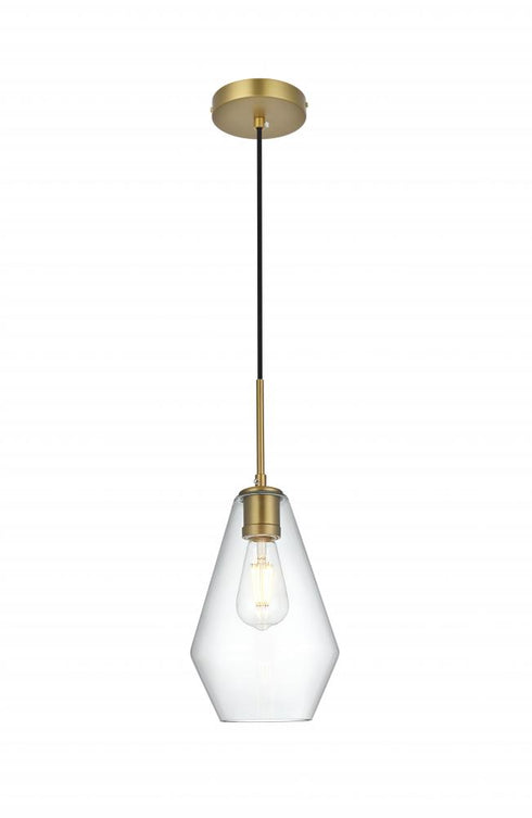 Elegant Lighting Gene 7 inch Pendant Clear Shade in Satin Gold in Satin Gold and Clear Finish Model: LD2260SG