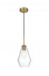 Elegant Lighting Gene 7 inch Pendant Clear Shade in Satin Gold in Satin Gold and Clear Finish Model: LD2260SG