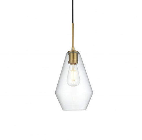 Elegant Lighting Gene 7 inch Pendant Clear Shade in Satin Gold in Satin Gold and Clear Finish Model: LD2260SG