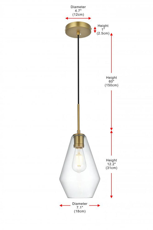 Elegant Lighting Gene 7 inch Pendant Clear Shade in Satin Gold in Satin Gold and Clear Finish Model: LD2260SG
