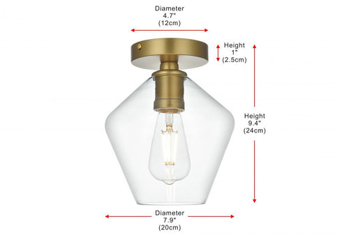 Elegant Lighting Gene 8 inch Flush Mount Clear Shade in Satin Gold in Satin Gold and Clear Finish Model: LD2254SG