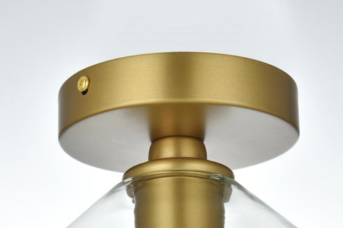 Elegant Lighting Gene 8 inch Flush Mount Clear Shade in Satin Gold in Satin Gold and Clear Finish Model: LD2254SG