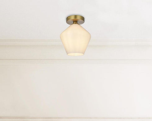 Elegant Lighting Gene 8 inch Flush Mount Frosted White Shade in Satin Gold in Satin Gold and Frosted White Finish Model: LD2255SG