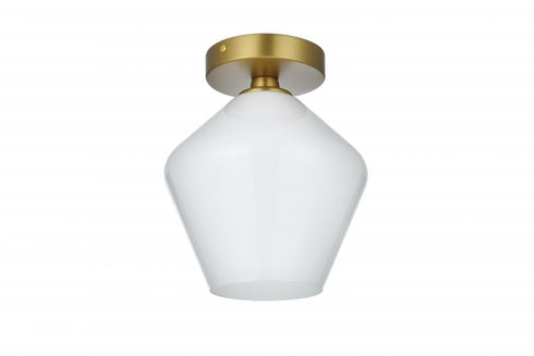 Elegant Lighting Gene 8 inch Flush Mount Frosted White Shade in Satin Gold in Satin Gold and Frosted White Finish Model: LD2255SG