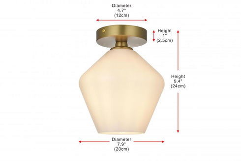 Elegant Lighting Gene 8 inch Flush Mount Frosted White Shade in Satin Gold in Satin Gold and Frosted White Finish Model: LD2255SG
