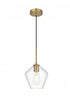 Elegant Lighting Gene 8 inch Pendant Clear Shade in Satin Gold in Satin Gold and Clear Finish Model: LD2256SG