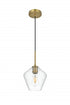 Elegant Lighting Gene 8 inch Pendant Clear Shade in Satin Gold in Satin Gold and Clear Finish Model: LD2256SG