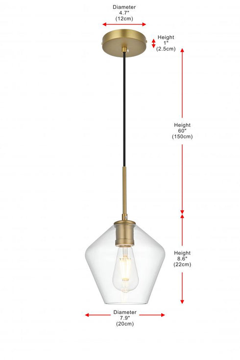 Elegant Lighting Gene 8 inch Pendant Clear Shade in Satin Gold in Satin Gold and Clear Finish Model: LD2256SG