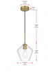 Elegant Lighting Gene 8 inch Pendant Clear Shade in Satin Gold in Satin Gold and Clear Finish Model: LD2256SG
