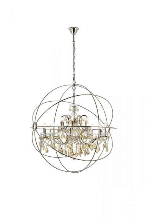 Elegant Lighting Geneva 18 light in Dark Bronze Chandelier Golden Teak (Smoky) Royal Cut crystal Model: 1130G43DB-GT/RC