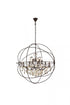 Elegant Lighting Geneva 18 light in Dark Bronze Chandelier Golden Teak (Smoky) Royal Cut crystal Model: 1130G43DB-GT/RC