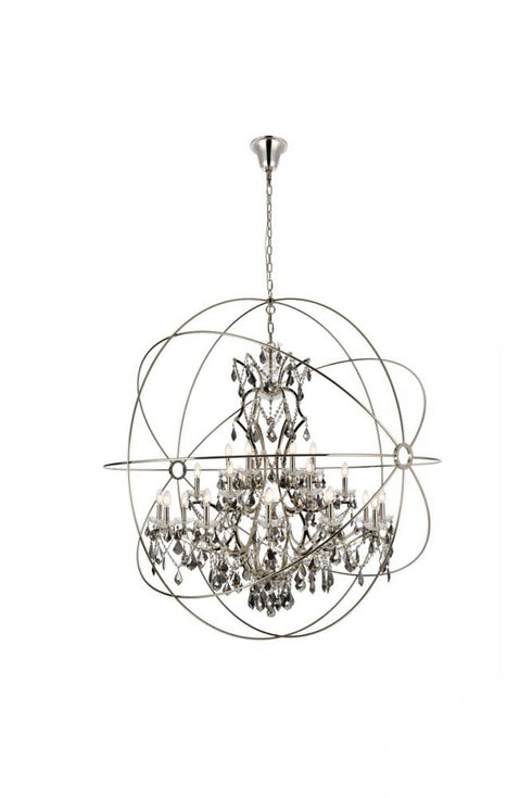 Elegant Lighting Geneva 25 light in Dark Bronze Chandelier Golden Teak (Smoky) Royal Cut crystal Model: 1130G60DB-GT/RC